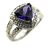 2.28 CT Amethyst Ring with Diamonds - 14kt White Gold