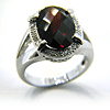 6.64 CT Garnet Ring with Diamonds - 14kt White Gold