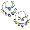 14kt White Gold Multi Color Genuine Gemstone Earrings