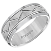 Triton 8mm Gray Tungsten Carbide Ring With Diagonal Cuts and Beveled Edges
