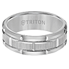 Triton 8mm Gray Tungsten Carbide Ring With Brick Pattern Center and Flat Edges