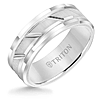Triton 8mm White Tungsten Carbide Ring With Diagonal Cut Center and Step Edges