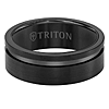 Triton 8mm Black Tungsten Carbide Ring With Offset Channel