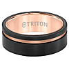 Triton 8mm Black Tungsten Carbide Ring With Rose Offset Channel