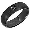 Triton 7mm Black Tungsten Ring With Single Black Diamond and Florentine Finish