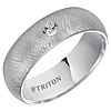 Triton 7mm White Tungsten Ring With Single Diamond Florentine Finish