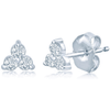 14k White Gold .20 ct tw Three Diamond Cluster Earrings