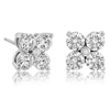 14k White Gold 1 ct tw Four Diamond Cluster Earrings