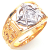 Two-tone Gold Cut-out Masonic Ring with Fancy G