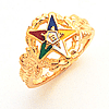 Eastern Star Enamel Ring with Open Top Yellow Gold