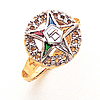 Eastern Star Ring with Round Top Two Tone Gold