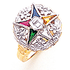 Eastern Star Ring with Flowers Two Tone Gold
