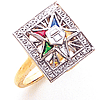 Eastern Star Ring with Rectangular Frame Two-tone Gold