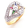 Eastern Star Ring with Eye Shaped Frame Yellow Gold