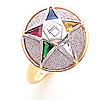 Eastern Star Ring with Round Signet Top Two-tone Gold