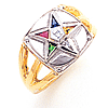 Eastern Star Ring with Split Shank Two-tone Gold