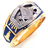 Yellow Gold Masonic Ring with Oversized G and Blue Enamel