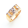 Two-tone Gold Slender Blue Lodge Ring