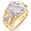 Two-tone Gold Masonic Ring with Open Scroll Design