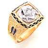 Yellow Gold 1/10 ct Diamond Jumbo Masonic Ring