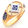 Yellow Gold Oval Narrow Masonic Ring