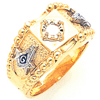 Yellow Gold Diamond Goldline Beaded Masonic Ring