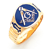 Yellow Gold Oval Blue Lodge Enamel Ring