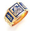 Yellow Gold Paneled Blue Lodge Ring