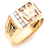 Yellow Gold Scottish Rite Signet Ring with Diamonds
