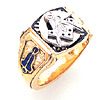 Yellow Gold Blue Lodge Ring with Diamonds