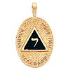Yellow Gold Oval 14th Degree Masonic Pendant 1in