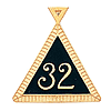 Yellow Gold Triangular Scottish Rite 32nd Degree Pendant 7/8in