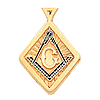 Yellow Gold 7/8in Diamond-shaped Masonic Pendant