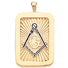 Yellow Gold 1 1/4in Masonic Pendant with Blue Enamel