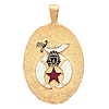 Yellow Gold 1in Oval Shriner Masonic Pendant
