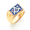 Yellow Gold Rectangular Masonic Ring with Working Tools