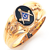 Yellow Gold Goldline Masonic Ring with Small Oval Stone