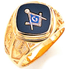 Yellow Gold Square Goldline Blue Lodge Ring