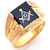 Yellow Gold Goldline Masonic Ring with Textured Sides