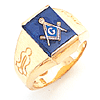 Yellow Gold Goldline Masonic Ring with Etched Side Emblems