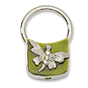 Silver-tone Dragonfly with Crystals Olive Enamel Key Fob