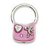 Silver-tone Angel with Crystals Pink Enamel Key Fob