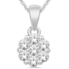 14k White Gold 1/2 ct tw Diamond Flower Cluster Pendant and 18in Chain