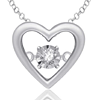 Sterling Silver .04 ct tw Moving Diamond Heart Pendant with 18in Chain