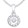 Sterling Silver .04 ct tw Moving Diamond in Circle Necklace
