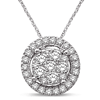 14K White Gold 1/4 ct tw Diamond Circle Cluster Necklace