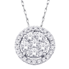 14K White Gold 1/3 ct tw Diamond Circle Cluster Pendant