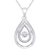Sterling Silver 1/5 ct Moving Diamond Teardrop Pendant with 18in Chain