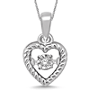 Sterling Silver 1/20 ct Moving Diamond Heart Pendant with 18in Chain