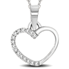10k White Gold 1/10 ct tw Diamond Heart Pendant with 18in Rope Chain